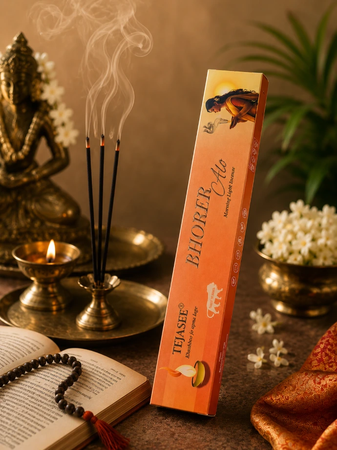 Tejasee Aroma incense sticks in an orange product pack