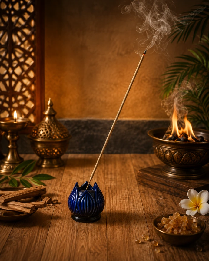 Tejasee Aroma incense stick burning with fragrance